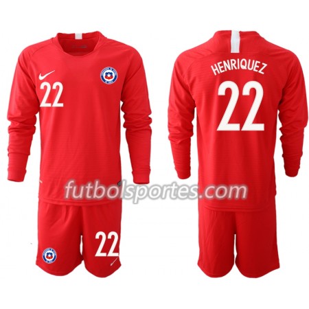 Camisetas Chile HENRIQUEZ 22 Niños Primera Equipacion 2018/2019 Manga Larga